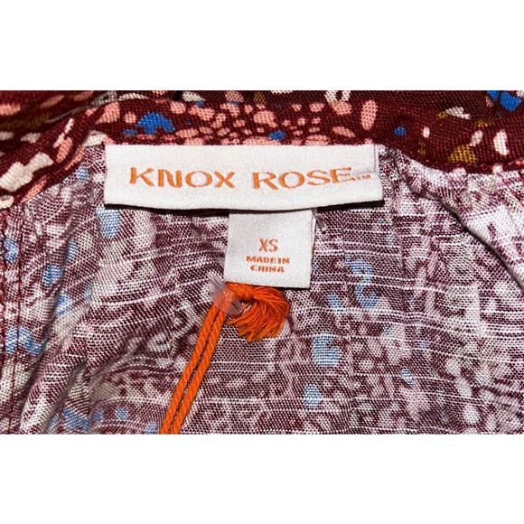 NWT Knox Rose Extra Small XS Burgundy Paisley Long Sleeve V-Neck Tunic/Top - Picture 4 of 6